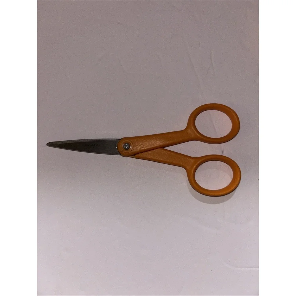 FISKARS Stainless Steel Scissors Sewing Craft USA 5 in Orange Handle Lot Of 4